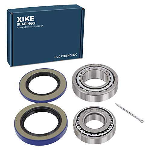 XiKe 8,000 lb Axles Trailer Bearings Kit 25580/25520 & 02475/02420, 1 Set - size: 25580/20 ＆ 02475/20 + Seal ID 2.125'' ＆ 2.250'', style: Pack 1 Set