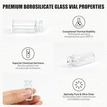 100 Pack 3ml Clear Glass Vials with Caps – 1 Dram Lab Headspace Vials - color: Clear Vial Blue Cap, size: 3ml