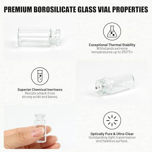 100 Pack 3ml Clear Glass Vials with Caps – 1 Dram Lab Headspace Vials - color: Clear Vial Blue Cap, size: 3ml