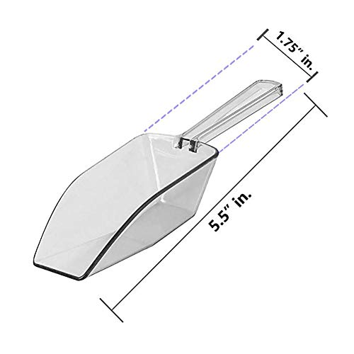 12 Pcs Mini Clear Acrylic Plastic Kitchen Scoops, 5.5" Flat Bottom Ice Scoop for Weddings, Ice, Candy Dessert Buffet, Protein Powders, Coffee, Tea