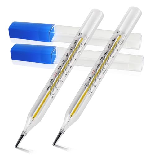 ℃&℉ Clinical Glass Thermometer for Underarm 2PCS - Classic Non Digital Thermometer for Adults - Accurate Easy Reading by HARIKA LIFE