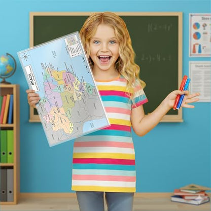 Brazil Map Poster 11x17 | Laminated Double-Sided Geography Chart with Color Map Front & Blank Outline Back | Reusable Classroom & Homeschool Learning Tool - color: Brazil