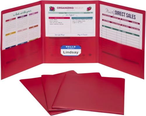 C-Line Heavyweight 3-Pocket Tri-Fold Portfolio, Red, 24/Box (33944-24), 24 Count (Pack of 6) - color: Red, size: 24 Count (Pack of 6)