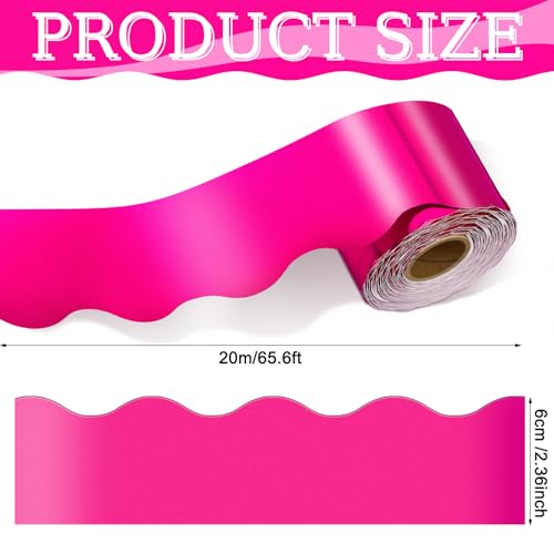 Ecally 65.6 Ft Scalloped Bulletin Board Borders Decor,Hot Pink - color: Hot Pink
