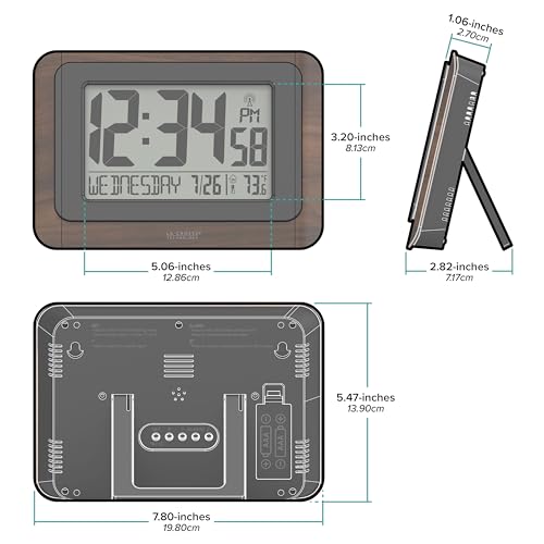 La Crosse Technology 513-17907-INT Digital Atomic Clock with Temperature - Walnut/Black - color: Walnut, size: Large
