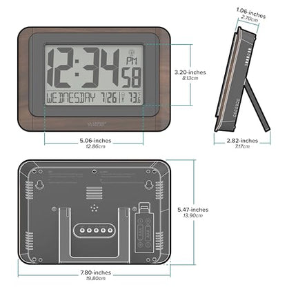 La Crosse Technology 513-17907-INT Digital Atomic Clock with Temperature - Walnut/Black - color: Walnut, size: Large