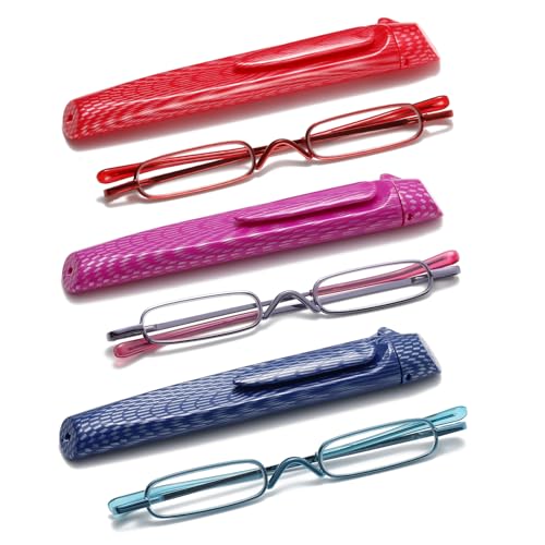 Pocket Reading Glasses, Red+Purple+Blue, 2.00 - color: Zz-red+purple+blue