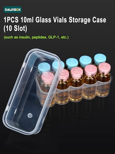 Peptide Case for Fridge, 10ml Vial Holder 10-Slot Insulin & Peptide Storage Case for 10ml Vials, Insulin Cooler Travel Case TSA Approved Vial Storage Case for Diabetic Organizer, GLP-1