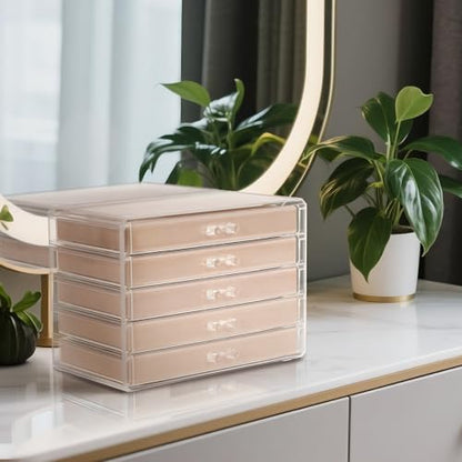 Jewelry Box Organizer,Clear Acrylic Storage Box Organizer with 5 Drawers - size: 5 layer
