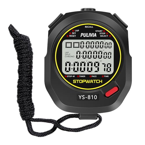 Stopwatch Timer Multi Splits/Laps Digital Stop-Watch for Sports - color: Black