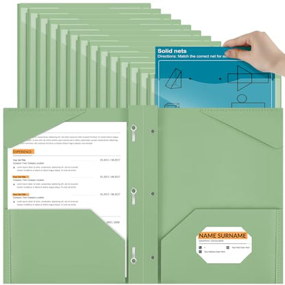 Henoyso 36 Pcs Plastic Folder with Clear Front Pocket, Sage Green - color: Sage Green