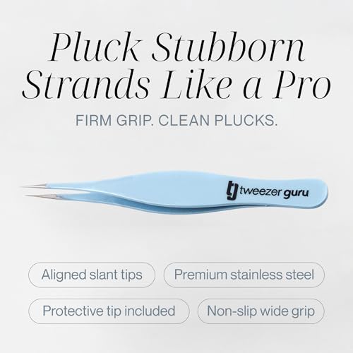 Tweezer Guru Ingrown Hair Tweezers - Pointed Precision Tweezers for Eyebrows & Ingrown Hair Removal - Blackhead and Splinter Tweezer with Sharp Needle Nose Point (Blue) - color: Blue, size: 1 Count