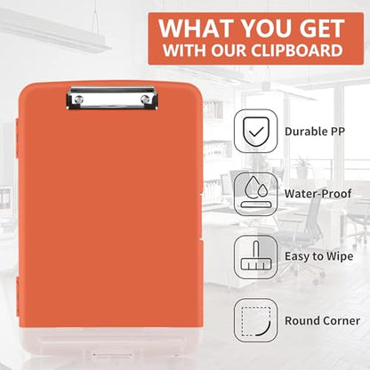 Clipboard with Storage, A4 Binder Nursing Clipboards with Pen Holder, Heavy Duty Storage Clipboards with Low Profile Clip, Clipboard Folder Side-Opening, Smooth Writing Clip Board (Red Brown) - color: Red Brown