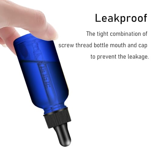 2 Pcs Dropper Bottles 2 OZ, Dark Blue Glass Bottle with Graduated Dropper - color: Blue 2 oz