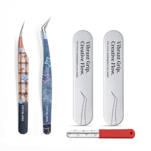 Craft Tweezers, Precision Art Tweezer for Sewing with Box 2 Pcs - color: Brown, Blue