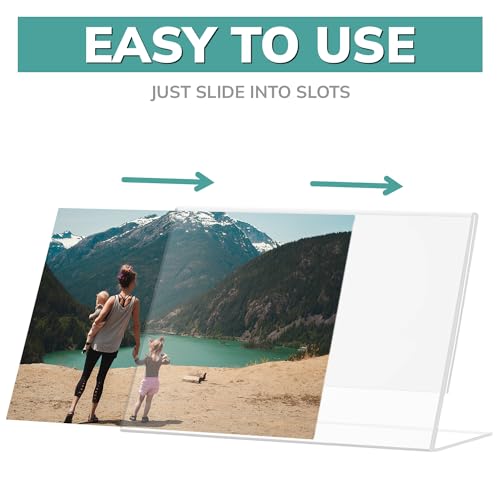 pbf 7x5 Acrylic Sign Holder Display | Clear Horizontal Slanted (6-Pack) - size: 6