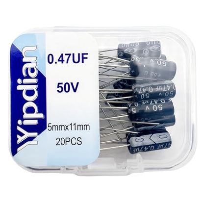Electrolytic Capacitor YYipdian 0.47uF 50V 5x11mm High Temperature Resilience Aluminum Capacitors (Pack of 20) - size: 0.47uF 50V 5x11mm 20PCS