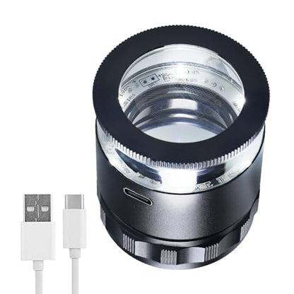 10X Rechargeable Jewelers Loupe Magnifier with LED Light & Detachable Reticle Scale, 25mm Field of View, Adjustable Focus Scale Loupe Jewelry Magnifying Glass for Gems, Coins, Watches, Close Work - color: 1 Glass Reticle Scale