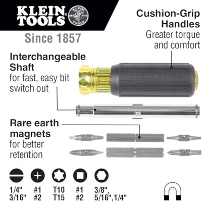 Klein Tools 80045 Screwdriver and Nut Driver Tool Kit, Includes Magnetic 11 in 1, Multi-Bit Stubby and Electronics Screwdrivers, 3-Piece - style: 3-Piece Kit