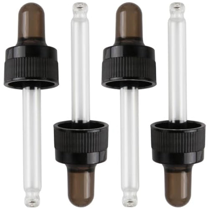 4-Pack 1/2 oz (15ml) Glass Dropper Top for Essential Oil Bottles (18-415 Neck) - Round Tip, Made in Taiwan with SILASTIC™ RBL-9200-50 Silicone for Chemical Stability & Essential Oil Resistance - style: 1/2 oz (15ml) Round Tip