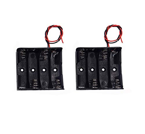 (Pack of 2 4 AA Battery Holder with Leads, 4 AA Battery Holder with Wires