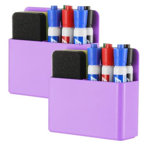 Camelmother 2Pcs Magnetic Dry Erase Marker Holder For Whiteboard Fridge - color: Purple