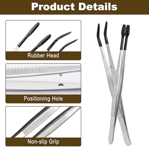 6 Pcs Rubber-Tipped Precision Tweezers Set for Crafts & Electronics