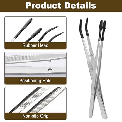 6 Pcs Rubber-Tipped Precision Tweezers Set for Crafts & Electronics