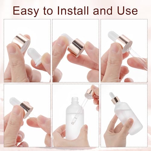 10 Pack 100ml Frosted Glass Sample Dropper Bottles, Rose Golden Caps - color: Frosted, size: 100mL-10pcs