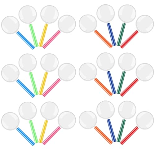 Elcoho 24 Pack Colorful Magnifying Glasses with 8 Colors Plastic 3X Magnifying Glasses Party Favors Gifts for Young People Reading