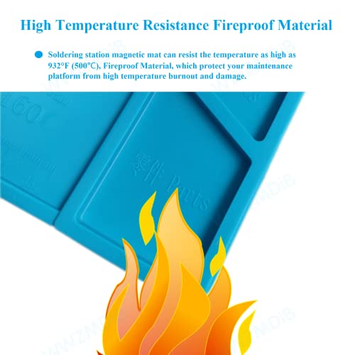 WWZMDiB Heat Resistant 932°F Silicone Magnetic Soldering Work Mat（S-160【17.8 x 11.8” / 45 x 30cm】）