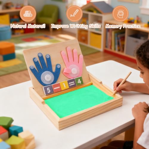Montessori Sand Tray with Math & Alphabet Learning Cards - color: Green