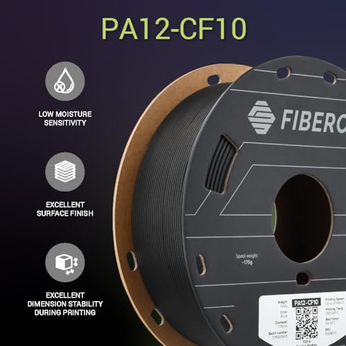 Polymaker Fiberon PA12-CF10 Carbon Fiber Nylon Filament 1.75mm Black 0.5kg - color: Black Pa12-cf10 0.5kg, size: NYLON