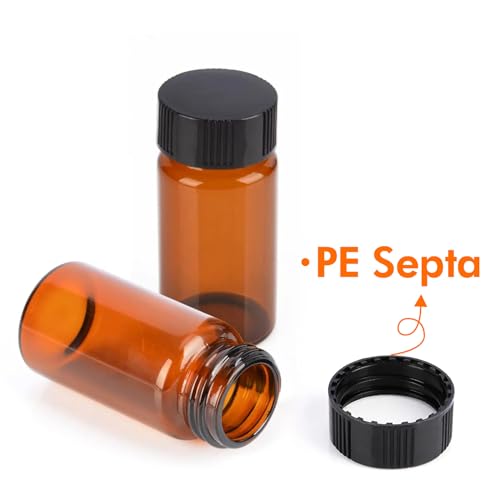 PEKYBIO 20 PCS 8 ML Amber Small Liquid Sample Glass Vials with Screw Caps - size: 17*60mm 2 Dram & 8ml Vial