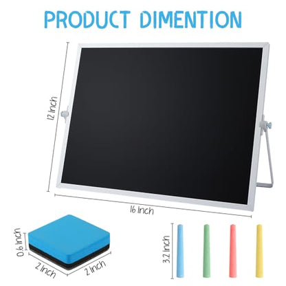 Small Magnetic Chalk Board Easel 16"X12", Double-Sided Tabletop & Wall Hanging Chalkboard with 4 Chalks & Eraser, Desktop Mini Black Board Sign for Office Desk Home Menu and School - size: 16"X12"