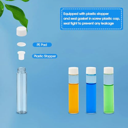 12PCS 7ml Clear Glass Small Vials with White Screw Caps & Plastic Stoppers - color: CLEAR, size: 7ml