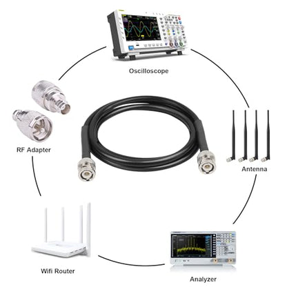MOOKEERF RG8X BNC Male to BNC Male Coaxial Cable 4FT 50 ohm Ultra Low Loss for Antenna, RF Radio, Modem, Oscilloscope, Spectrum, Analyzer, Signal Generator - size: 4FT