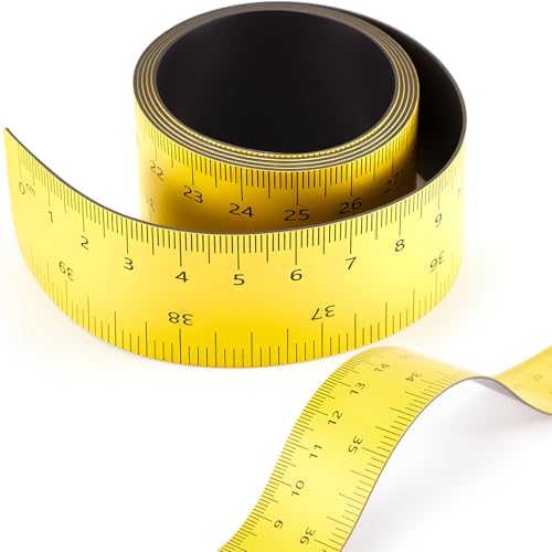 Relaxweex 1 Pcs 39.37" Flexible Magnetic Ruler Dual Scale Tape, Yellow - color: Yellow