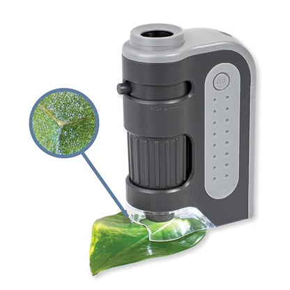 Carson MicroBrite Plus, 60x-120x LED Lighted Pocket Microscope |Portable Handheld Microscope STEM Toy - Mini Microscope for Student Science Lab, Educational Portable Microscope (MM-300) - style: Microscope