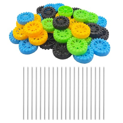 40PCS Toy Wheel 2mm Dia Shaft Plastic Wheel with 20PCS Metal Shaft Axles for RC Car Truck Robot Boat Helicopter DIY Model Toy Building Parts (2x30mm) - style: 2x30mm