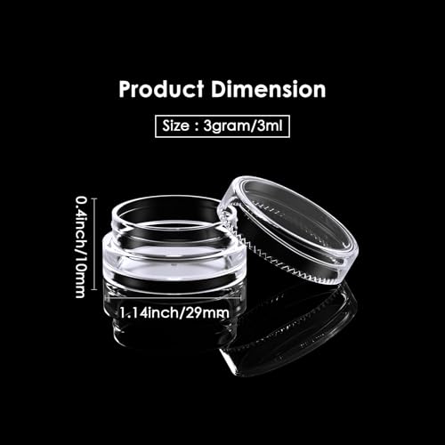 Eternal Moment 50 Pack 3G Sample Containers with Lids Cosmetic Small Jars - color: Clear Lid, size: 0.1 Ounce