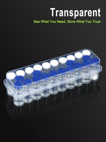 Peptide Case for Fridge 24Slot, 3ml Vial Storage Case for Refrigerator, Insulin Cooler Travel Case TSA Approved, 3ml Peptide Vial Storage Holder for Insulin, GLP-1, Peptides - Clear