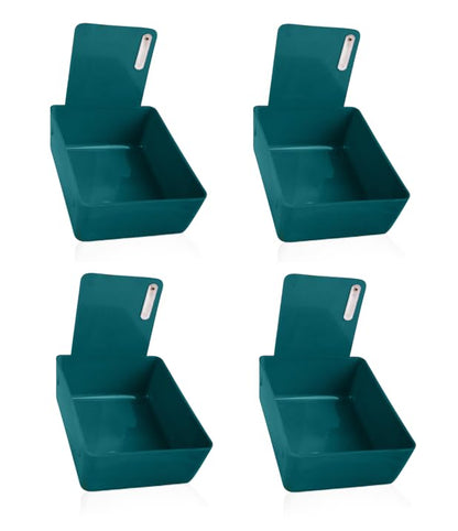 4/Pk Dental Lab Pan Medium Plastic Dental Medical Pro Lab Working Pan with Stainless Steel Clip (Teal) - color: Teal