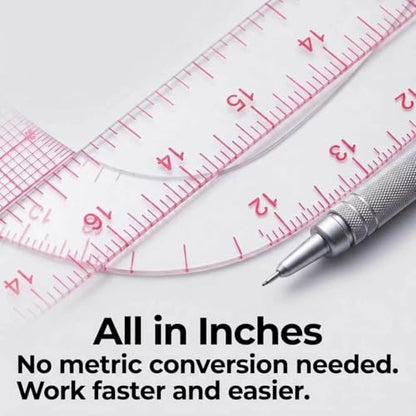 Sewing Rulers,Clear Metric French Curve Sewing Rulers Set for Pattern Making Drafting,Quilting,Clear Plastic Fashion Designer Ruler Kit in Inches， 6PCS - color: 6-piece Set