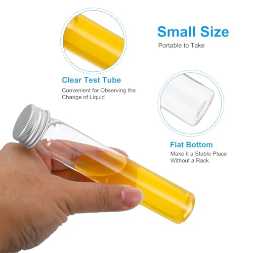 PATIKIL 65ml Test Tubes Set, 12pcs Plastic Clear Flat Bottom Test Tube - size: 65ml
