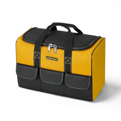 Tool Bag, 17 Inch, Yellow and Black, Wide Mouth Opening, Reinforced Handle, 3 Front Pockets - size: 17INCH/43CM