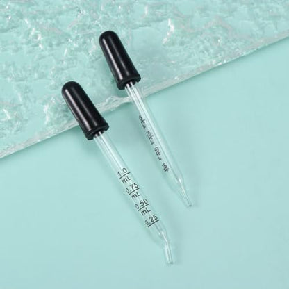 7Pcs Glass Scale Dropper Rubber Head Scale Pipette Dropper Essential Oil Bottle Straw Multi-purpose Droppers for School Home - size: Straight