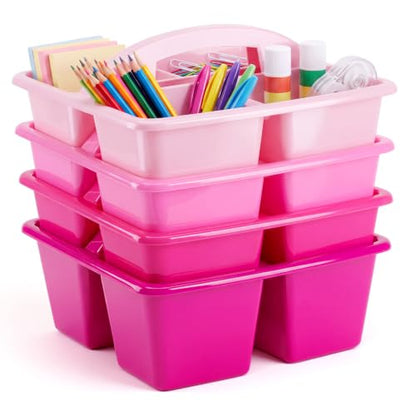Kathfly 4 Pack Classroom Caddy Organizer with Handle Bulk, Pink - color: Pink