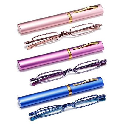 Mini Slim Pen Reading Glasses, Pink+Purple+Blue, 2.00 - color: Pink+purple+blue