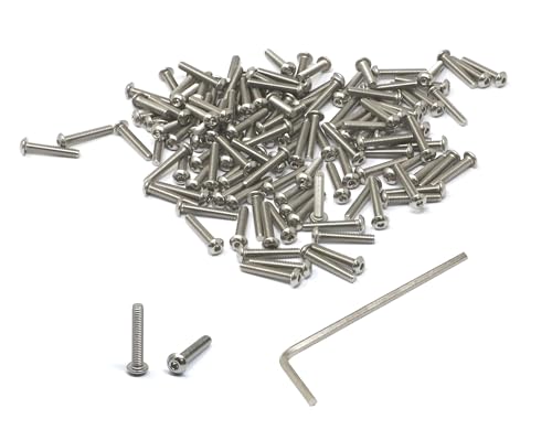 iexcell 100 Pcs M2.5 x 14mm Thread Pitch 0.45 mm Stainless Steel 304 Hex Socket Button Head Cap Screws Bolts Kit - size: M2.5 x 14mm